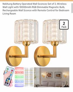 Elegant Battery Operated Wall Sconces Set of 2