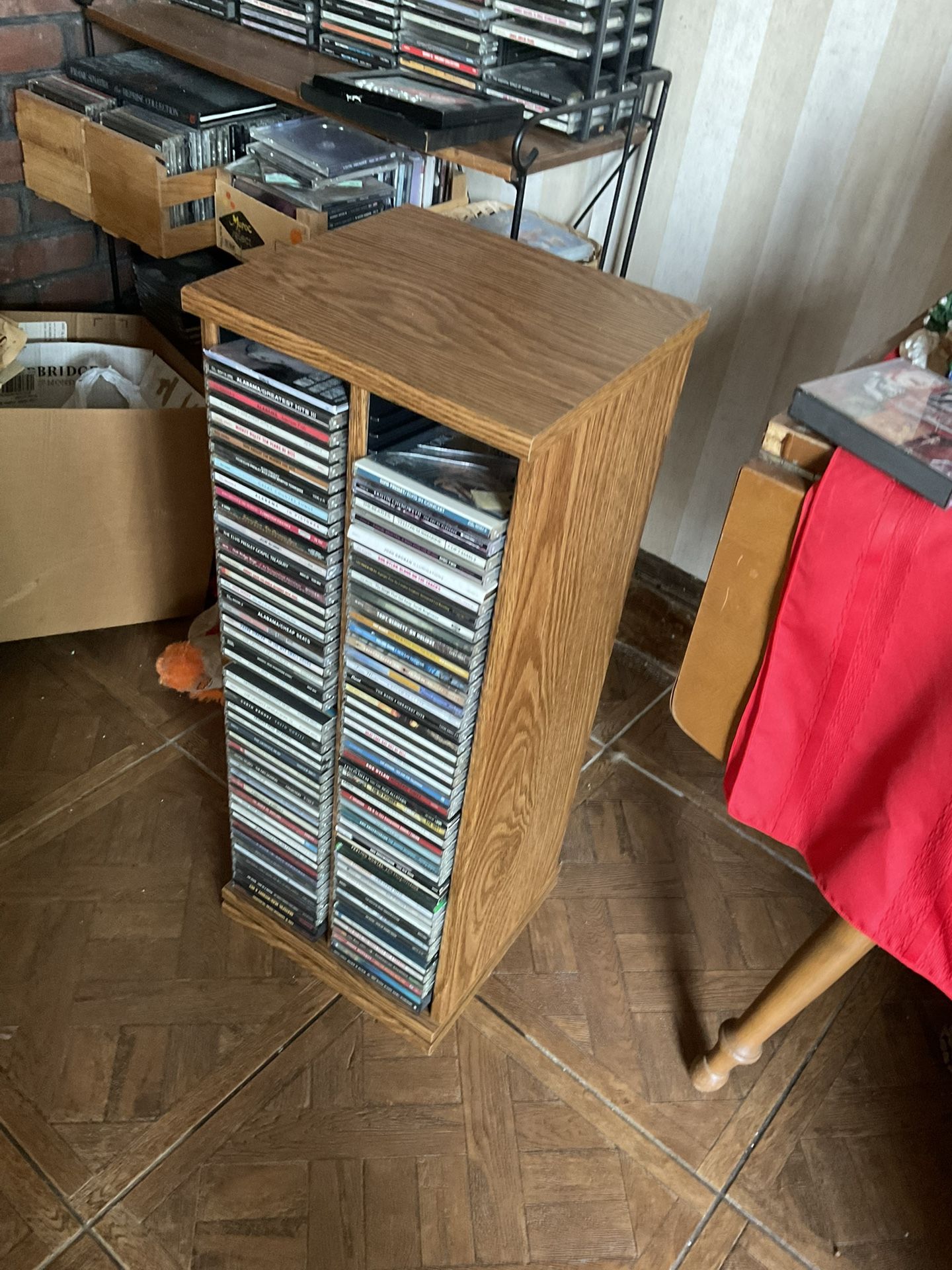 Solid Wood Spinning Cd Or DVD Holder Please Check My Other Listings