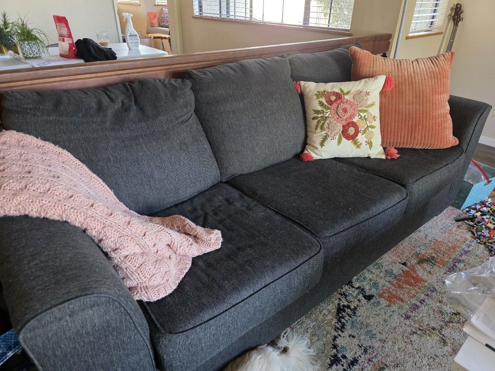 Dark Gray Fabric Couch 86"