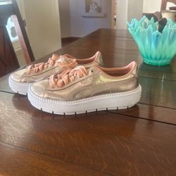 Pink Chrome Puma Sneakers 