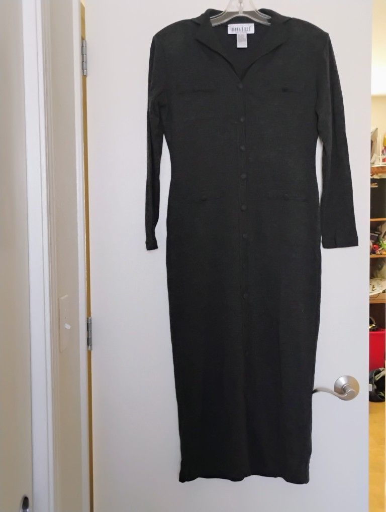 Donna Ricco Sport gray long sleeve button down dress size Small