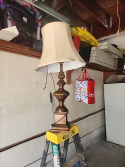 Brass Table Lamp with Cream Shade