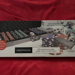  Protocol 500 Professional Style Poker Chips In Travel Case