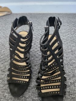 Vince Camuto  Black Suede Ankle Sandals Size 7.5 M