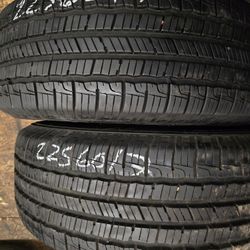 2 Tires 225.60.17 Good Year Reliant 90 % Tread Dot 3224