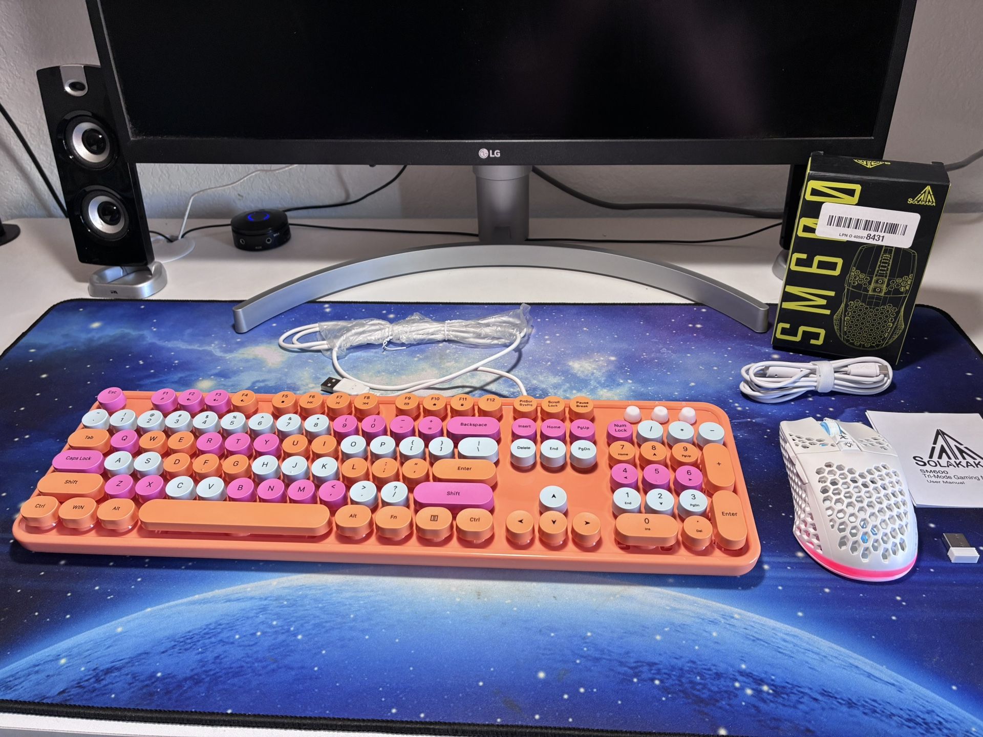 NEW Wired Keyboard & Mouse Combo, Orange/White
