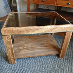 Wood Glass Top Coffee Table