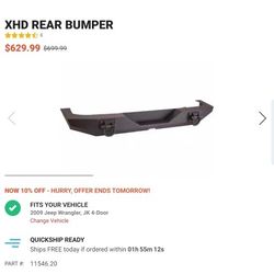 Rugged Ridge XHD Rear Bumper + Rugged Ridge XHD Rear Bumper Tire Carrier