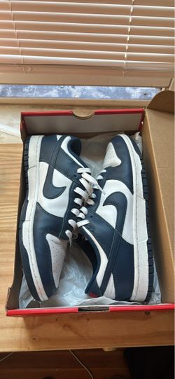 Nike Dunk Low White and Navy Sneakers