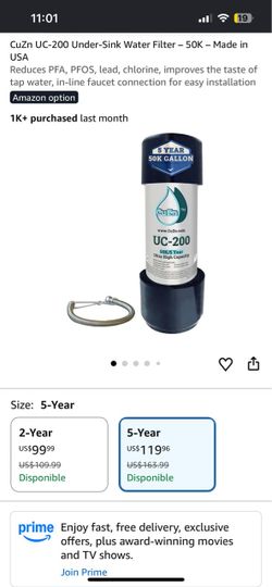 CuZn UC-200 Under-Sink Water Filter 50K