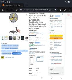 NEW FUGOO 24" High Velocity Outdoor Pedestal Fan – 6000 CFM – Waterproof – Remote Control