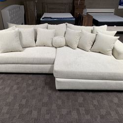 Big Soft White Cream Sectional Couch