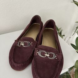 Burgundy Coach Suede Loafers Size 6