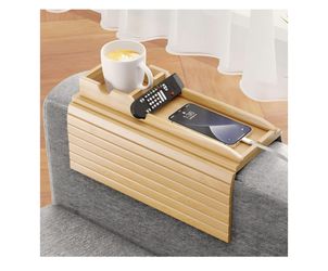 Bamboo Sofa Armrest Tray, Non-slip.