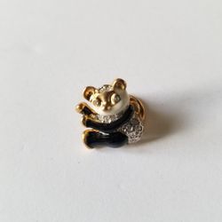 Small Panda Pin/brooch Black white Gold