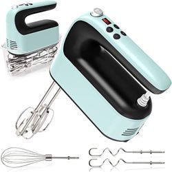 Hand Mixer Electric, 9-Speed 400W Power Handheld Mixer with Digital Screen, Storage Case, Touch Button, Turbo Boost, 5 Stainless Steel Accessories, Ki
