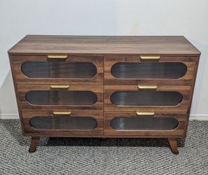 Walnut Midcentury Modern 6 Drawer Dresser