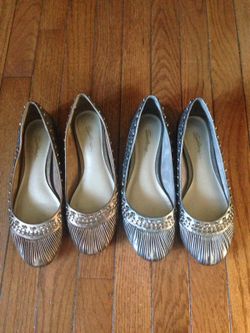 2 Pair of Gold & Silver Solanz Flats - Size 8