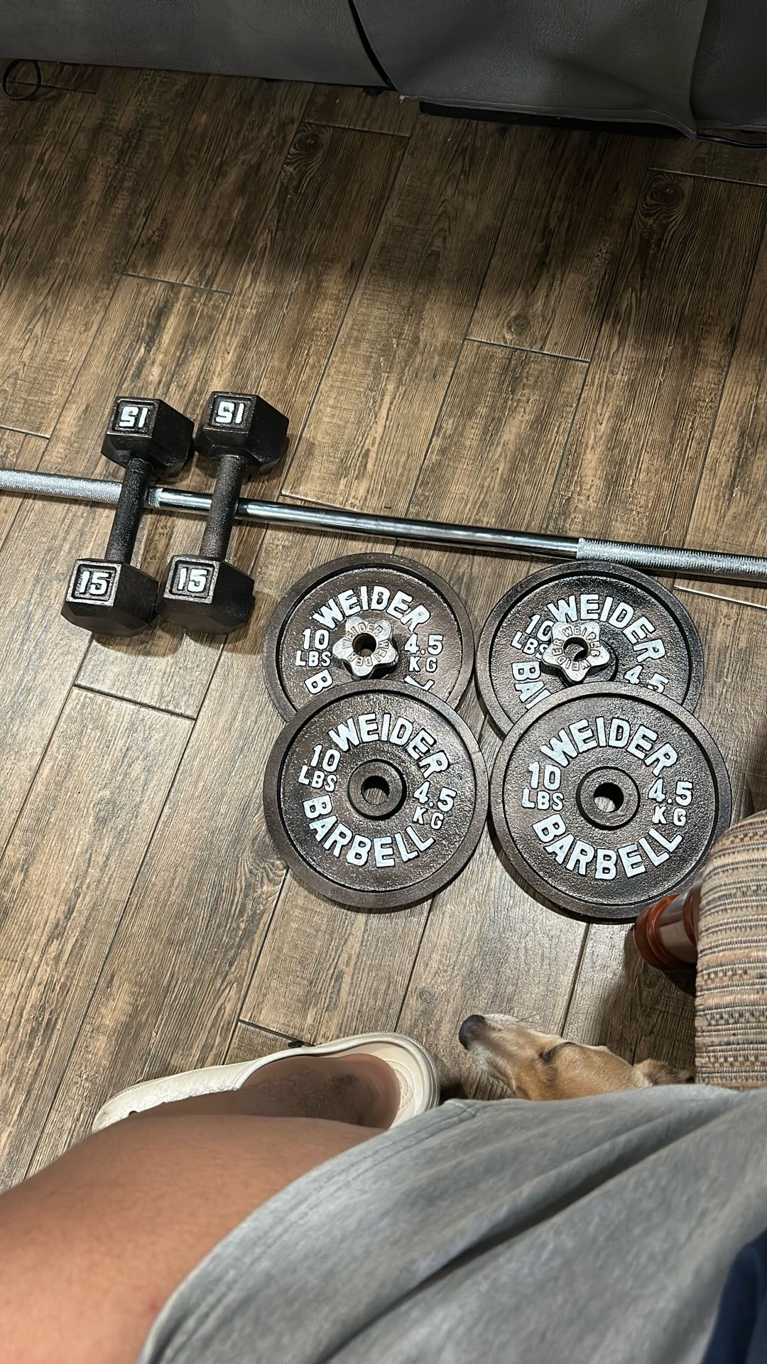 Weights, Bar , And Dumbbells
