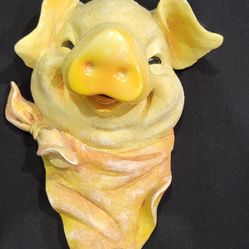 Vtg Wall Decor Smiling Pig Ceramic Very Cute Size 8.5"X6"