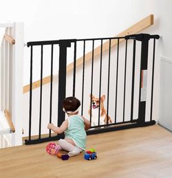 COMOMY 29.5-43.3" Safety Baby Gate Extra Wide, Auto Close Dog Gate for House Doorways Stairs, Pressure Mounted Easy Walk Through Pet Gate Child Gate, 