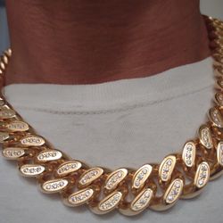 Miami Cuban Link BIG Iced Out Chain 18mm  22"L 18k Chain 316L Stainless Steel