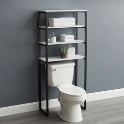 4-Tier Over-the-Toilet Shelf Tower : Matte Black Finish
