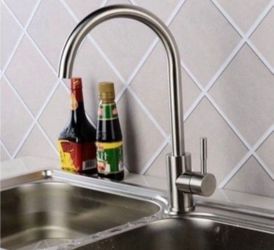 Kitchen Faucet Stainless Steel Brushed Kitchen Sink Tap High Arch Swivel Single Handle Single Hole Hot and Clod Water Kitchen Mixer Tap. New