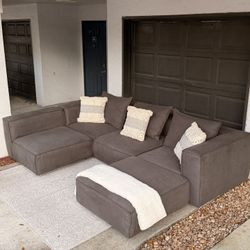 5pcs Gray Modular Sectional Couch Sofa