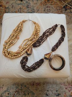 Multi-Strand Beaded Necklaces Set of 2