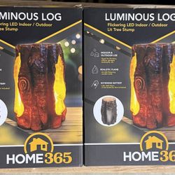 Home 365 Set of 2 Resin Tree Stumps with Flicker Candles