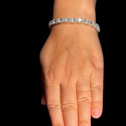 Sterling Silver Aquamarine Tennis Bracelet - 8" | 11.6g