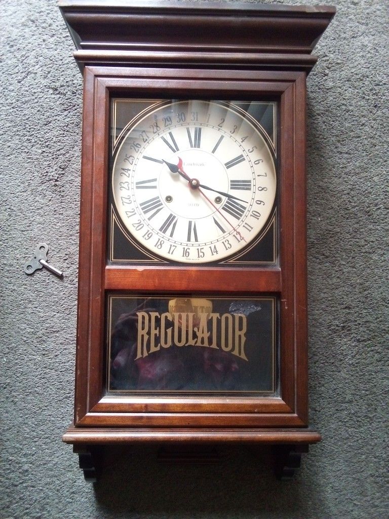 Landmark Regulator Antique Wind Up Grandfather Clock W/ 31 Day Calandar Feature