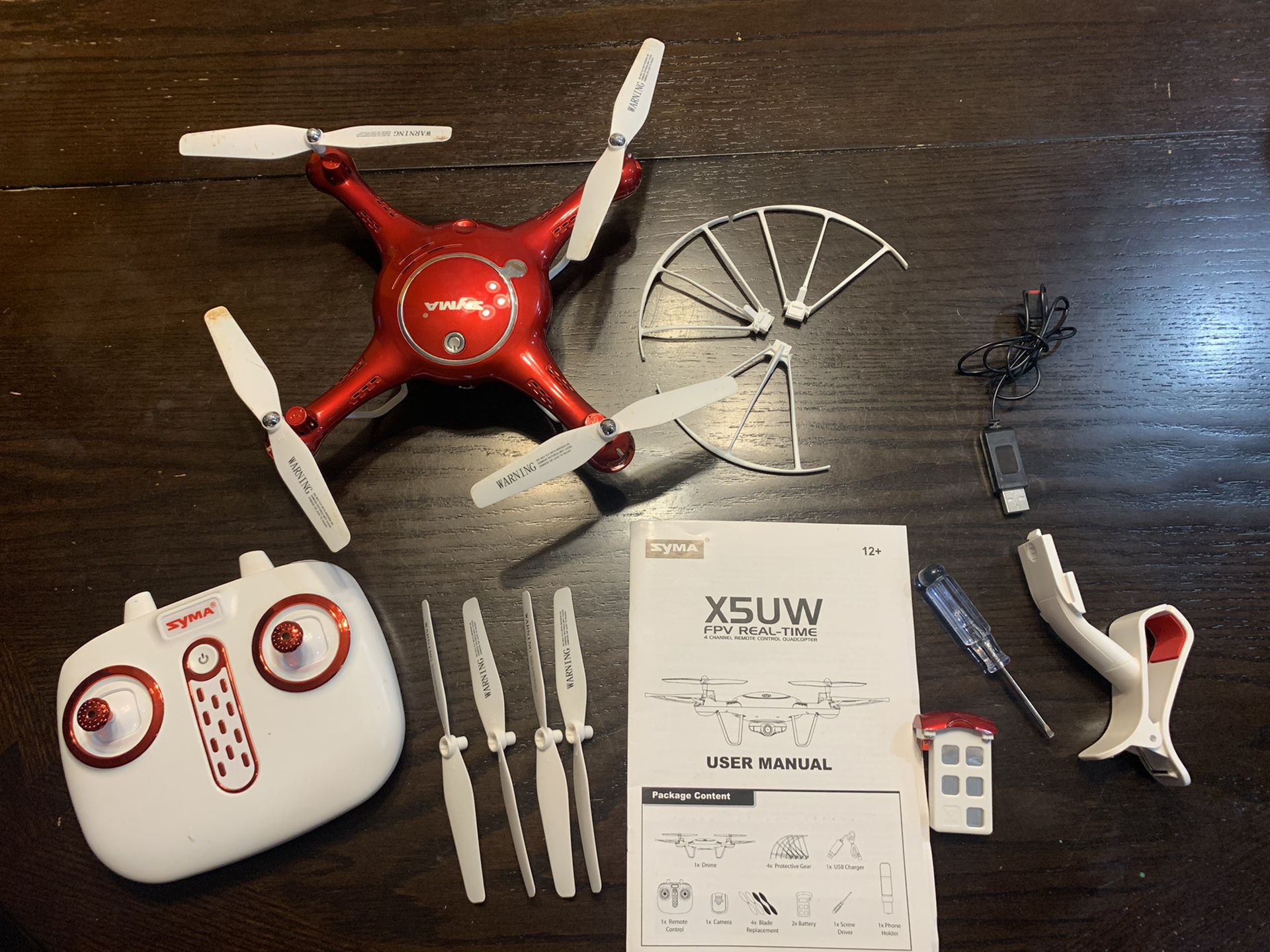 Syma X5UW Wifi FPV 2.4Ghz RC Drone Quadcopter with 720P HD Camera, Flight Plan Route App Control and Altitude Hold Function - Red