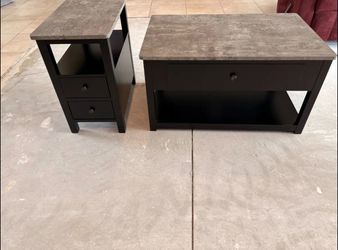 Lift top coffee table Matching end table Ashley Signature Black & Grey