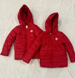 Kids 5T Red Puffer Jackets (good for Twins). Never Worn!