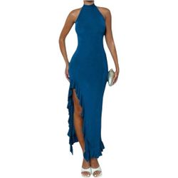 Ruffle Long Dress Y2K Fairy Holiday Women's 