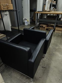 Set of 3 Modern Faux Leather Armchairs