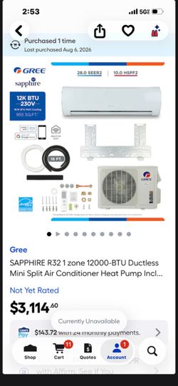 Gree Sapphire 12000 BTU Mini Split Heat Pump