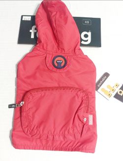 Fabdog Red Dog Raincoat XS 8" Waterproof Hooded Packable Jacket NWT