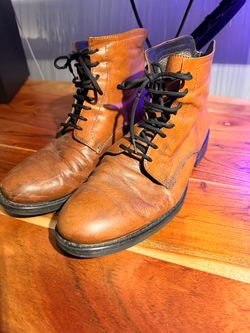 Brown Leather Lace-Up Ankle Boots