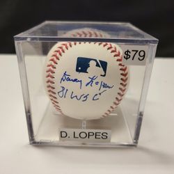 Dodgers Davey Looes Signed,  World Series Inscribed,  PSA-Certified Baseball 