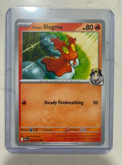 Slugma Pokémon card in sleeve.
