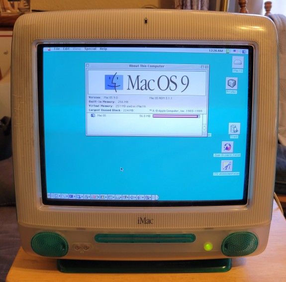 #1 Vintage Apple iMac G3 Blueberry 1999 Computer 350 MHz 256 MB RAM ATI Rage