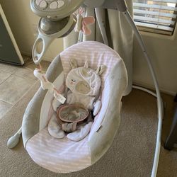 Pink Electric Baby Swing