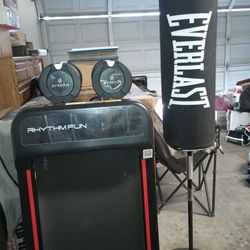 Treadmill, Weights And Everlast Punching Bag 