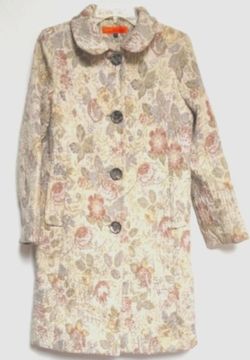 Cynthia Steffe Floral Brocade Knee Length Coat, size S, made in USA