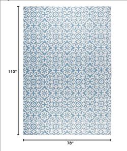 Blue and White Floral Area Rug 78x110