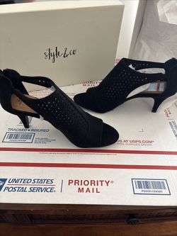 Style & Co. Womens 8 Helaine Perforated Open Toe D-Orsay Pumps Bootie Black Y2K