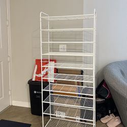 10-tiered White Shoe Rack Expandable